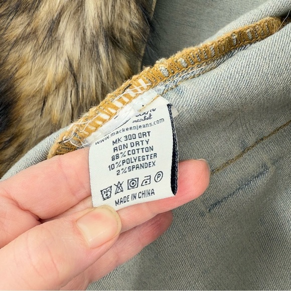 Rockstar Original Fur Trim Denim Paint Splatter Hooded Jean Jacket L - Picture 5 of 16